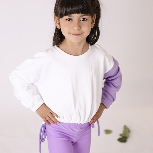 Μπλούζα baby φούτερ με λιλά μανίκι - κορίτσι, παιδικά ρούχα - 2
