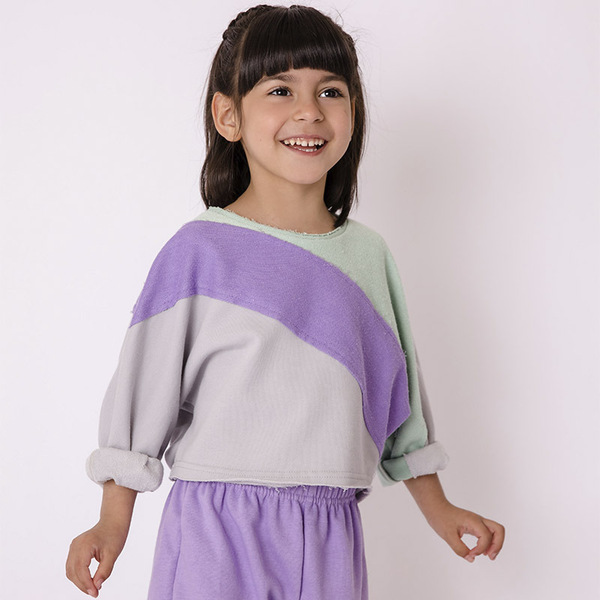 Μπλούζα baby φούτερ τρίχρωμη - κορίτσι, παιδικά ρούχα