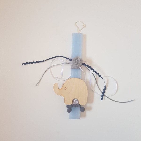 Αρωματική λαμπάδα με ξύλινο διακοσμητικό μαγνητάκι ελεφαντάκι - κορίτσι, αγόρι, λαμπάδες, για παιδιά, για μωρά - 3