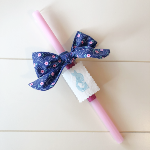 Πασχαλινή λαμπάδα για κορίτσια, με λαστιχάκι μαλλιών φιόγκο μπλε-ροζ - κορίτσι, λαμπάδες, για παιδιά - 2