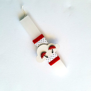 Λαμπάδα με σκουλαρίκια "Ομπρελίτσες κόκκινες". - ζωγραφισμένα στο χέρι, κορίτσι, λαμπάδες - 2