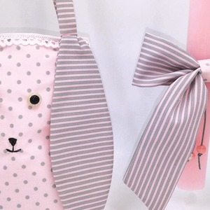 Τσάντα κουνελάκι γκρι-ροζ πουά με ασορτί λαμπάδα - κορίτσι, λαμπάδες, για παιδιά, κουνελάκι - 3