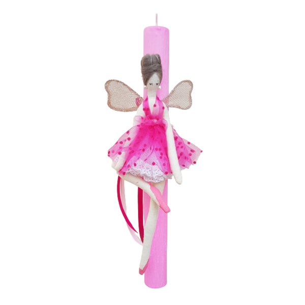 Πασχαλινή Ροζ Αρωματική Λαμπάδα Πάνινη Κούκλα Νεράϊδα-Μπαλαρίνα 30cm - κορίτσι, λαμπάδες, μπαλαρίνες, για παιδιά, για εφήβους, νεράιδες