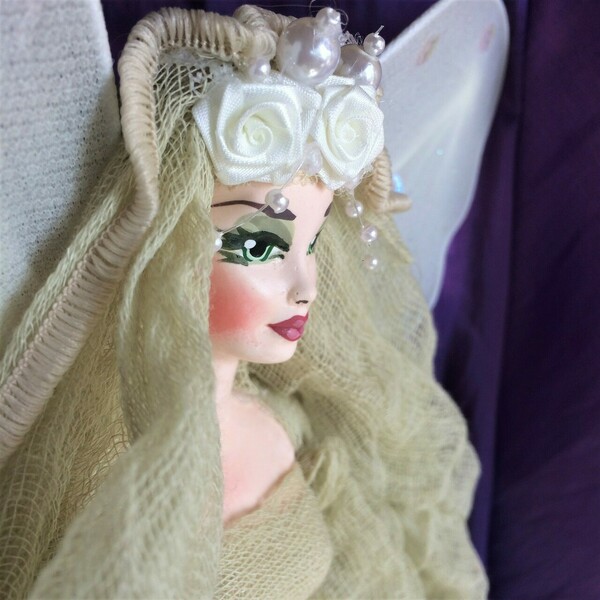 Διακοσμητική χειροποίητη Κούκλα "Νεράιδα Β εκρού" ύψος 60 εκ. - κορίτσι, διακοσμητικά, διακόσμηση σαλονιού, κούκλες - 4