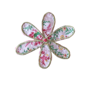 Γυναικεία καρφίτσα, με απλικαρισμένο λουλούδι φλοράλ πράσινο - ύφασμα