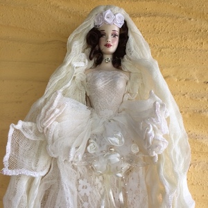 Διακοσμητική χειροποίητη Κούκλα "Νύφη λευκή" ύψος 60 εκ. - κορίτσι, διακοσμητικά, διακόσμηση σαλονιού - 2