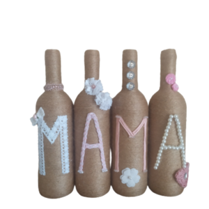 Διακοσμητικά μπουκάλια ΜΑΜΑ - χειροποίητα, μαμά, διακοσμητικά, πρωτότυπα δώρα, γιορτή της μητέρας, διακοσμητικά μπουκάλια