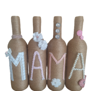 Διακοσμητικά μπουκάλια ΜΑΜΑ - χειροποίητα, μαμά, διακοσμητικά, πρωτότυπα δώρα, γιορτή της μητέρας, διακοσμητικά μπουκάλια - 4