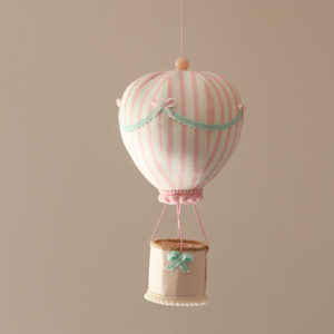 Κρεμαστό διακοσμητικό αερόστατο σε ροζ ριγέ σχέδιο - κορίτσι, αερόστατο, romantic, κρεμαστά, διακοσμητικά