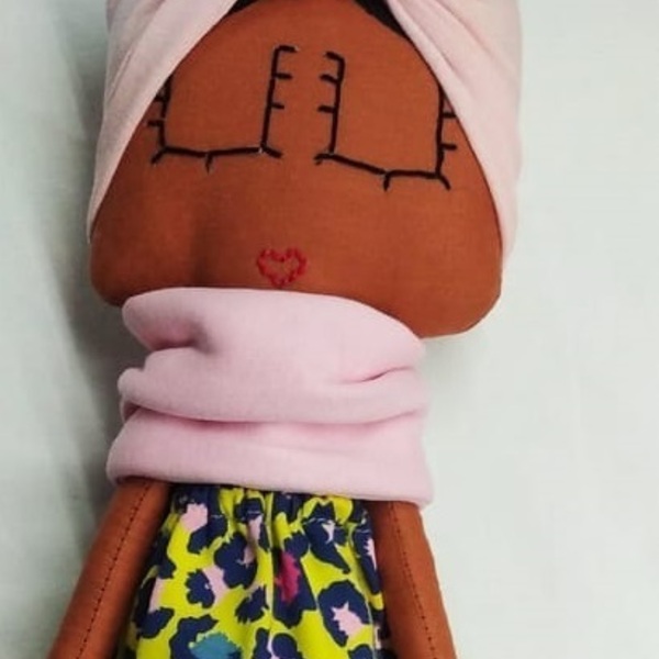 Λαμπάδα αρωματική με κούκλα Αφρικάνα - ύφασμα, κορίτσι, λαμπάδες, για παιδιά, πασχαλινά δώρα - 2