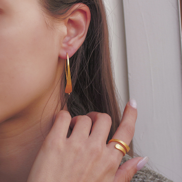 Shiny earrings - Χειροποίητα σκουλαρίκια από ασήμι 925 - ασήμι, επιχρυσωμένα, κρεμαστά, μεγάλα - 2