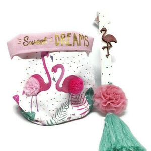 Σετ λαμπάδα flamingo με κασπώ - λαμπάδες, για παιδιά, κορίτσι, flamingos, πασχαλινά δώρα