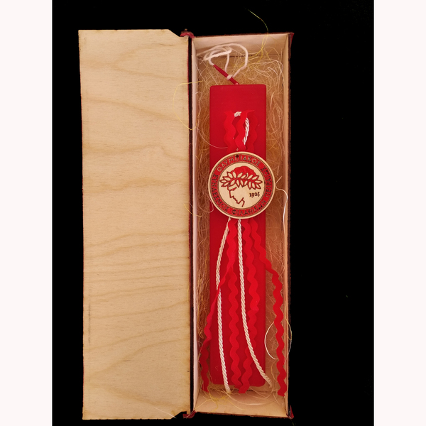 Λαμπάδα "Ολυμπιακός"σε ξύλινο κουτί (25cm) - αγόρι, λαμπάδες, για παιδιά, για εφήβους, σπορ και ομάδες - 2