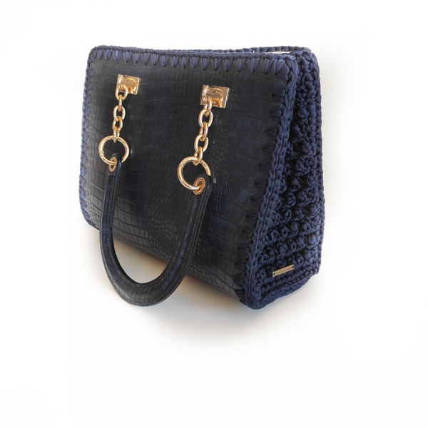 Πλεκτή τσάντα luxury - χειρός, tote, μεγάλες, πλεκτές τσάντες - 2