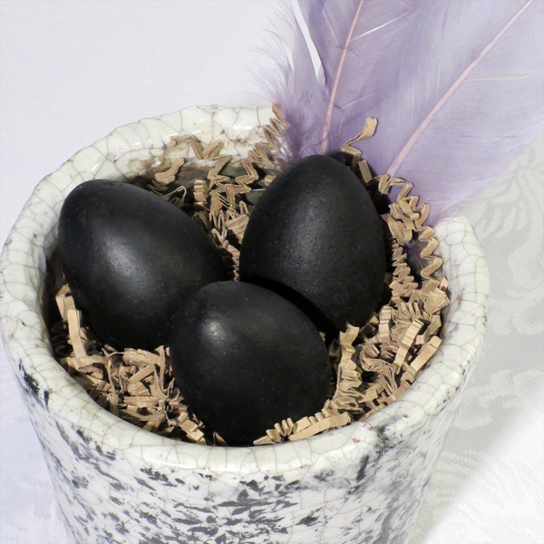 Tσιμεντένια Μαύρα Διακοσμητικά Αυγά|Σετ των 3 - διακοσμητικά, πασχαλινά αυγά διακοσμητικά, για ενήλικες, πασχαλινή διακόσμηση, πασχαλινά δώρα - 2
