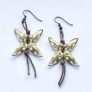 Σκουλαρίκια πεταλούδες - μικρά, μπρούντζος, faux bijoux - 3