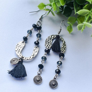 Γιν γιανκ - με φούντες, boho, μεγάλα, faux bijoux - 2