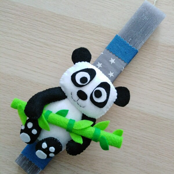 Λαμπάδα με panda μαγνητάκι - κορίτσι, αγόρι, λαμπάδες, λούτρινα, για παιδιά - 2