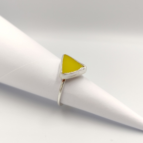 ◊ Δαχτυλίδι από ασήμι και κίτρινο χρωματιστό γυαλί - ασήμι, γυαλί, ασήμι 925, μικρά, αυξομειούμενα - 3