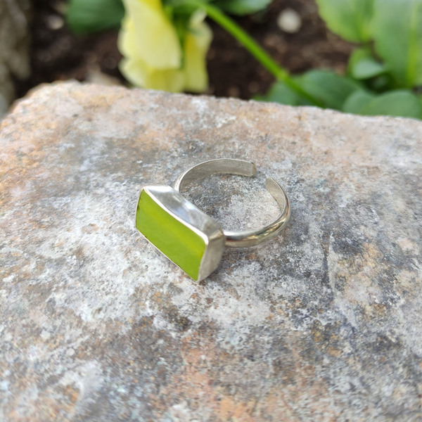 ◊ Δαχτυλίδι από ασήμι και πράσινο χρωματιστό γυαλί - ασήμι, γυαλί, ασήμι 925, μεγάλα, αυξομειούμενα - 4