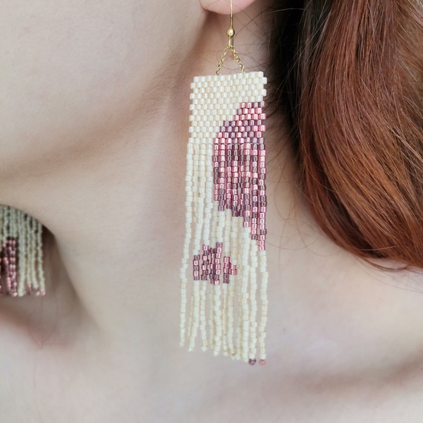 Miyuki handmade earings - miyuki delica, κρεμαστά, μεγάλα - 2