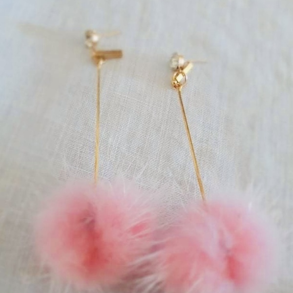Pink Pom Pom earrings - με φούντες, boho, κρεμαστά, φθηνά