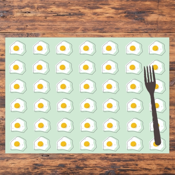 Εκτυπώσιμο Σουπλά 29,7 *42 εκ. |Γραμμικό μοτίβο Τηγανητά Αυγά | Α3 ψηφιακό αρχείο | Χρώμα πράσινο, ροζ, κίτρινο, λευκό - σουπλά