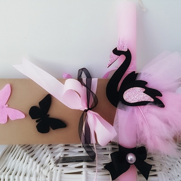 Λαμπάδα για κορίτσια μαύρος κύκνος - κορίτσι, λαμπάδες, flamingos, πριγκίπισσες, προσωποποιημένα - 2