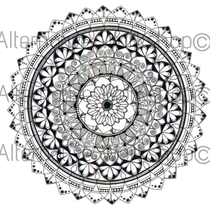 Εκτυπώσιμο Σχέδιο Mandala "Σελήνη" (35x50) - ζωγραφισμένο στο χέρι - διακόσμηση