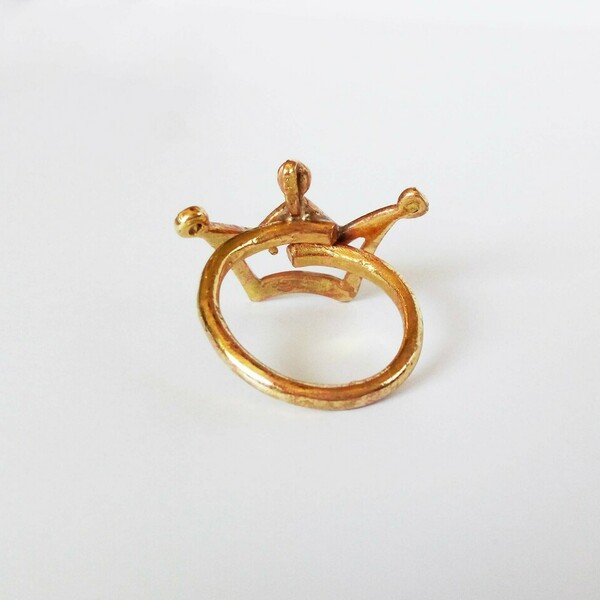 Μπρούντζινο χειροποίητο δαχτυλίδι με Κορόνα - μικρά, κοσμήματα, αυξομειούμενα, γούρια, φθηνά - 5