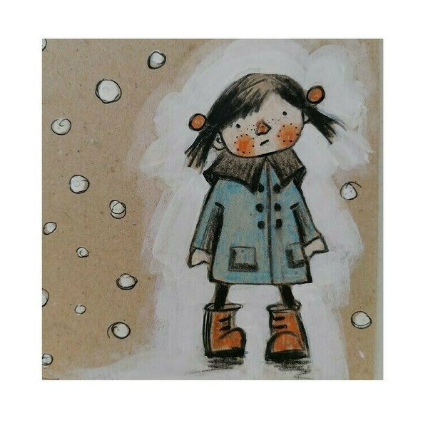Κορίτσι στο χιόνι - κάρτα ευχών