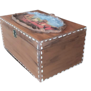 Ξύλινο κουτί με στοιχεία πηλου - ξύλο, πηλός, διακοσμητικά