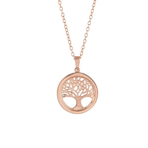 Κολιέ "δέντρο της ζωής" ροζ gold απο ασήμι 925 - ασήμι 925, κοντά, επιπλατινωμένα