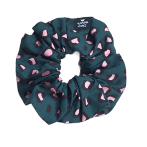 Scrunchie λαστιχάκι μαλλιών #leopardpetrol - κοκκαλάκι, λαστιχάκι, για τα μαλλιά, λαστιχάκια μαλλιών