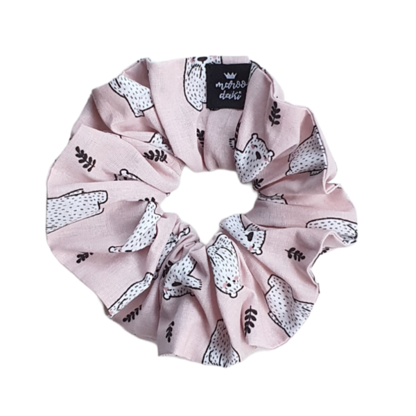 Scrunchie λαστιχάκι μαλλιών #bearspink - κοκκαλάκι, λαστιχάκι, για τα μαλλιά, λαστιχάκια μαλλιών