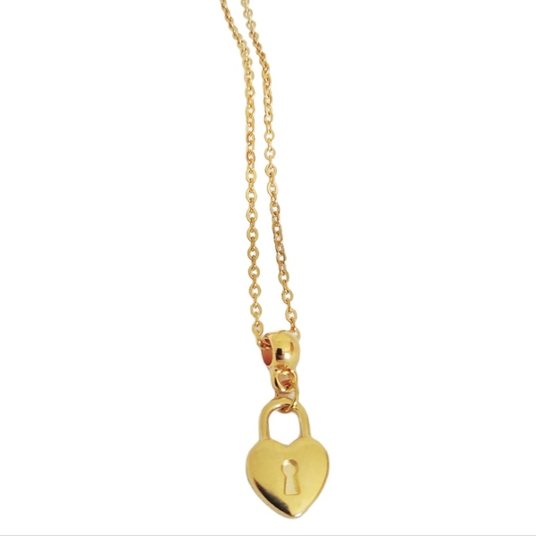 Heart keylock pendant - charms, ορείχαλκος, καρδιά, ατσάλι