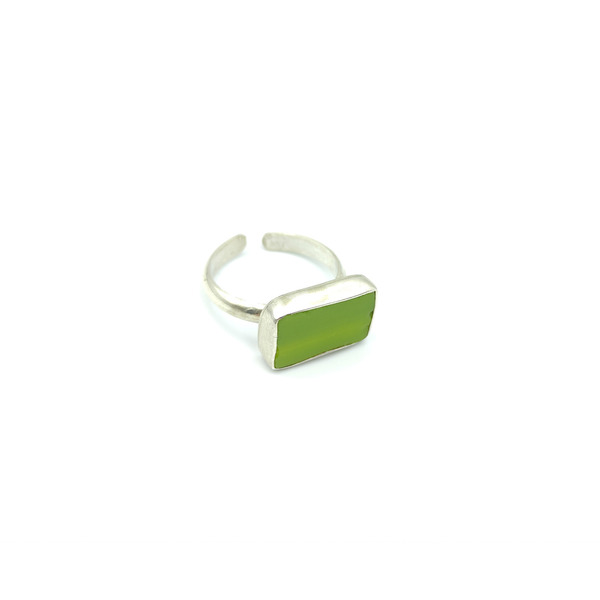 ◊ Δαχτυλίδι από ασήμι και πράσινο χρωματιστό γυαλί - ασήμι, γυαλί, ασήμι 925, μεγάλα, αυξομειούμενα