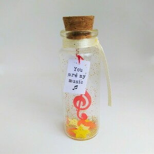 Γυάλινο διακοσμητικό μπουκαλάκι, Κλειδί του Σολ, 5 Χ 2 εκ - γυαλί, γενέθλια, κάρτα ευχών, διακοσμητικά μπουκάλια