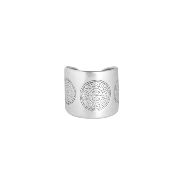Δαχτυλίδι Φαρδύ "Κύκλοι Mandala" - επάργυρα, boho, μεγάλα, αυξομειούμενα, φθηνά