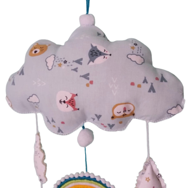 Υφασμάτινο σύννεφο με ουράνιο τόξο ζωάκια του δάσους - αγόρι, ουράνιο τόξο, διακοσμητικά, ζωάκια - 2
