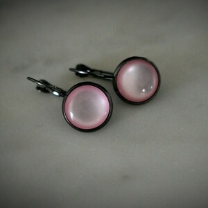Vintage κρεμαστά σκουλαρίκια ροζ! - γυαλί, μικρά, κρεμαστά, φθηνά