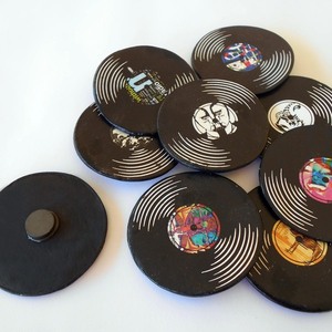 Μαγνητάκια Μουσικά Βινύλια-δισκάκια, από πηλό, για ενήλικες μουσικόφιλους, διαμ. 7cm - μαγνητάκια - 2