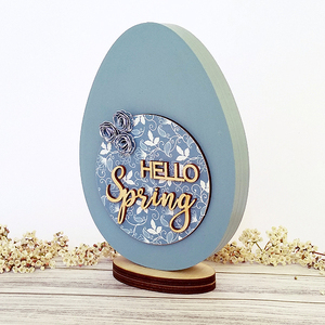 Ξύλινο Αυγό Hello Spring Small - διακόσμηση, διακοσμητικά, για ενήλικες, για εφήβους, πασχαλινά δώρα - 3