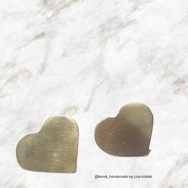 Καρφωτά χειροποίητα σκουλαρίκια καρδιες - γυναικεία, ορείχαλκος, καρδιά, χειροποίητα, καρφωτά - 2