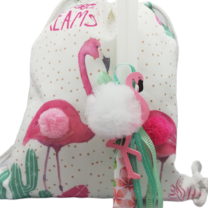 Λαμπάδα φλαμίνγκο με ασορτί τσάντα - κορίτσι, λαμπάδες, flamingos, για παιδιά, ζωάκια