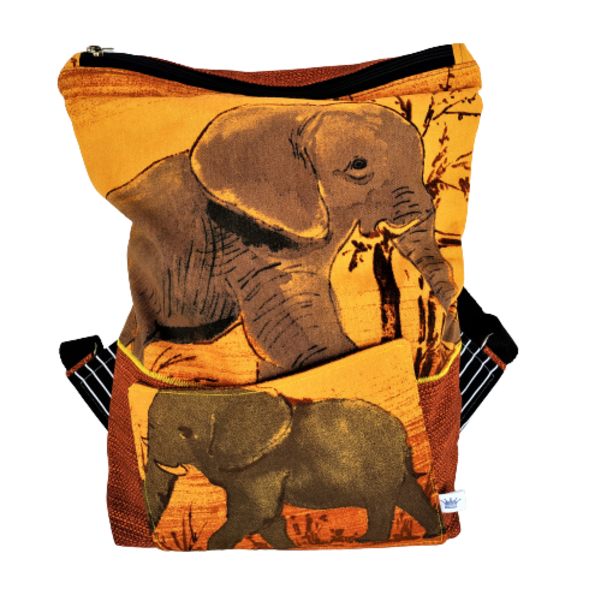 Γυναικεια τσαντα πλατης χειροποιητο backpack απο ύφασμα με ελέφαντες - ύφασμα, πλάτης, σακίδια πλάτης, all day, γιορτή της μητέρας