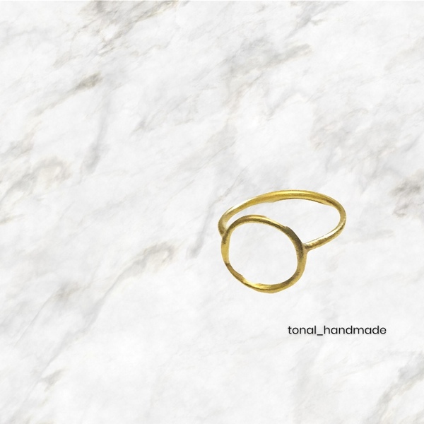 Χειροποίητο δακτυλίδι με κύκλο από ορείχαλκο - γυναικεία, ορείχαλκος, γεωμετρικά σχέδια, μικρά, σταθερά - 3