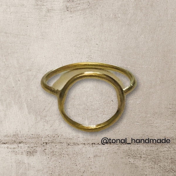 Χειροποίητο δακτυλίδι με κύκλο από ορείχαλκο - γυναικεία, ορείχαλκος, γεωμετρικά σχέδια, μικρά, σταθερά - 4
