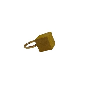Χρυσό δαχτυλίδι boho απο ξύλινο τετράγωνο σε κίτρινο χρώμα - ξύλινο, boho, μεγάλα, αυξομειούμενα, φθηνά