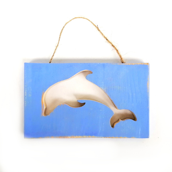 Χειροποίητο παιδικό διακοσμητικό τοίχου μπλε απαλό δελφίνι - δώρα για βάπτιση, διακοσμητικά, ξύλινα διακοσμητικά τοίχου, ζωάκια